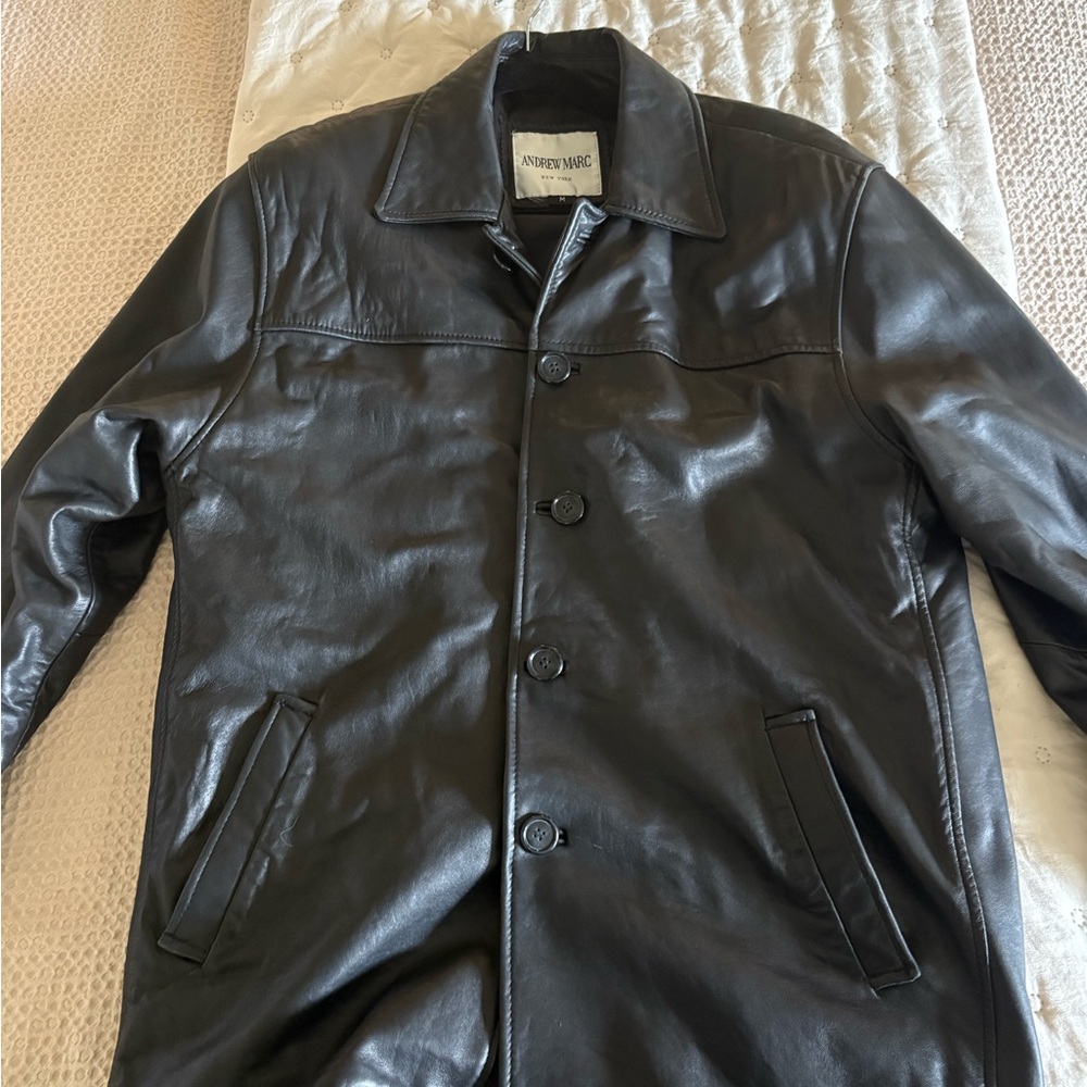 Andrew Marc Black Leather Jacket for Men